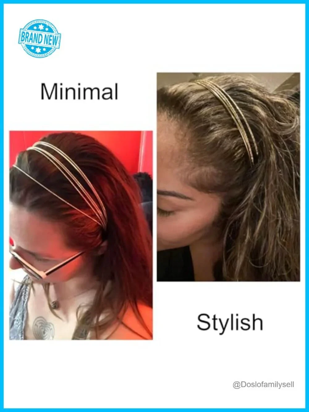 2 Packs Metal Layered Headbands Thin Elegant Adjustable Hairbands